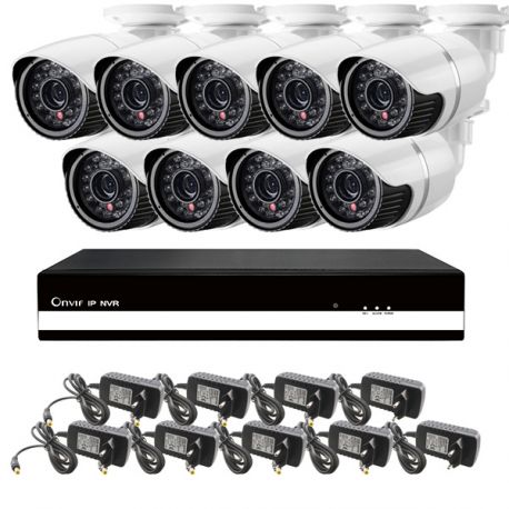 Kit 3: 9 udendørs HD IP kamera, 9 kanals HVR